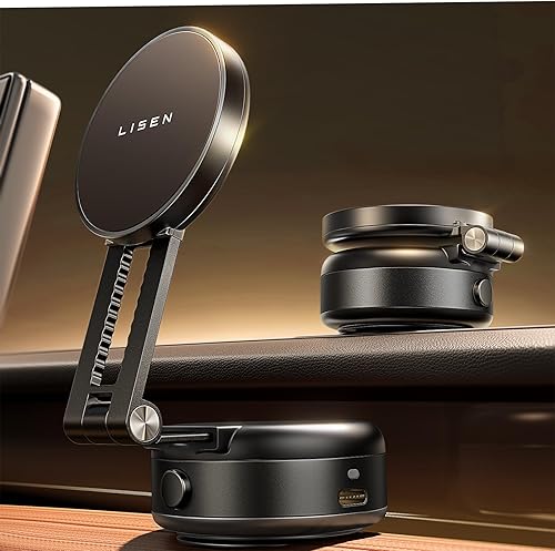 LISEN Soporte de teléfono con ventosa eléctrica, soporte de teléfono con ventosa eléctrica al vacío, para soporte de succión magnética MagSafe para