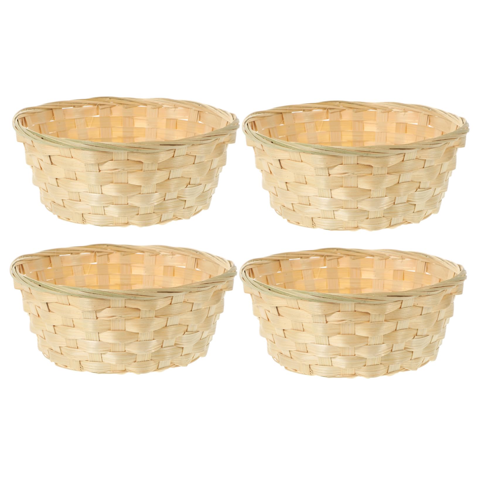 Happyyami 4Pcs Woven Storage Basket Bread and Fruit Serving Bowl Decorative Snack Organizer for Kitchen Countertop and Living Space Natural Rustic Design