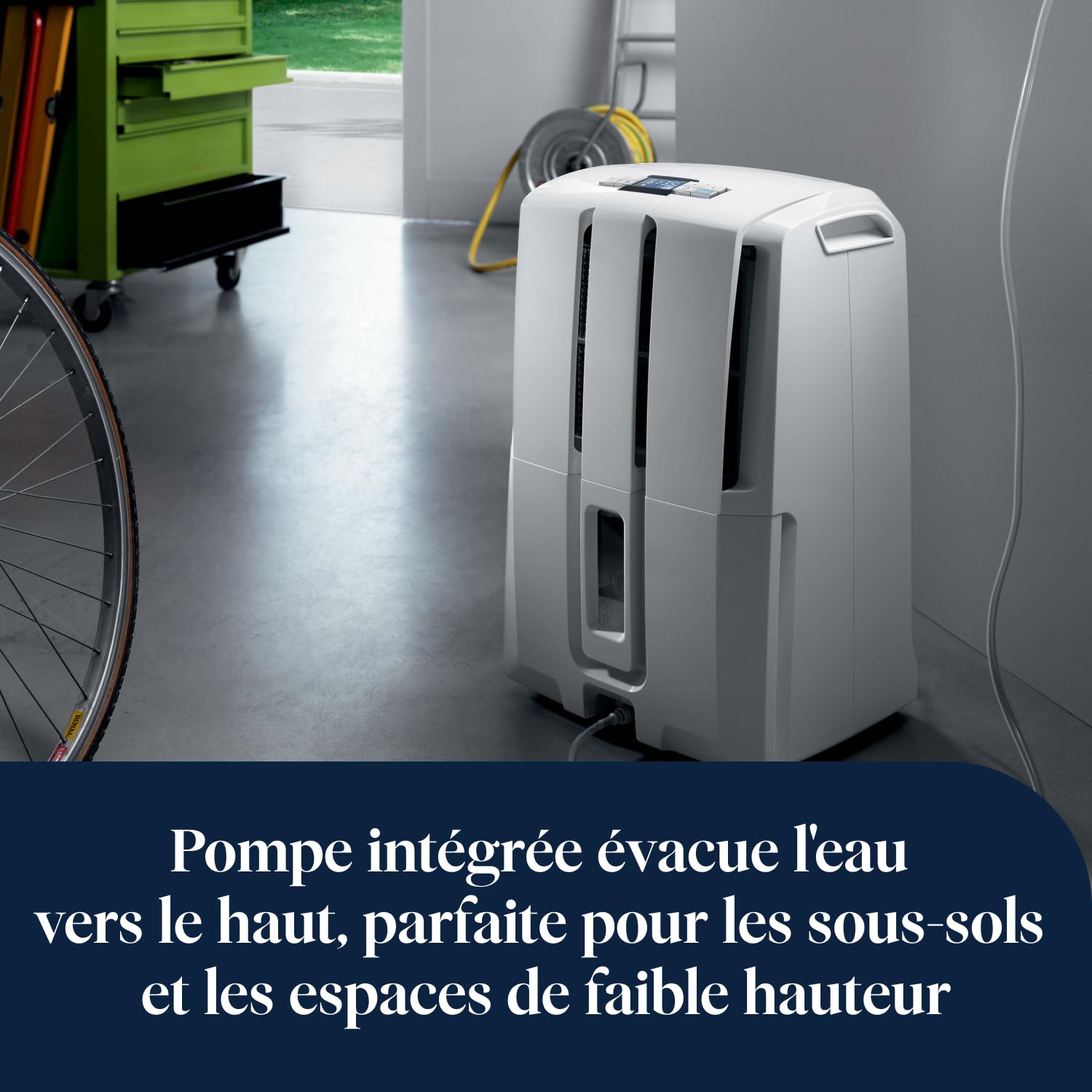 De’Longhi Tasciugo AriaDry - Déshumidificateur Portable pour la Maison, Élimination Humidité 30L/24h, Séchage, Anti-Moisissure, Pompe drainage 5m, Silencieux, Ecran LCD, Minuteur, Blanc (DD230P)