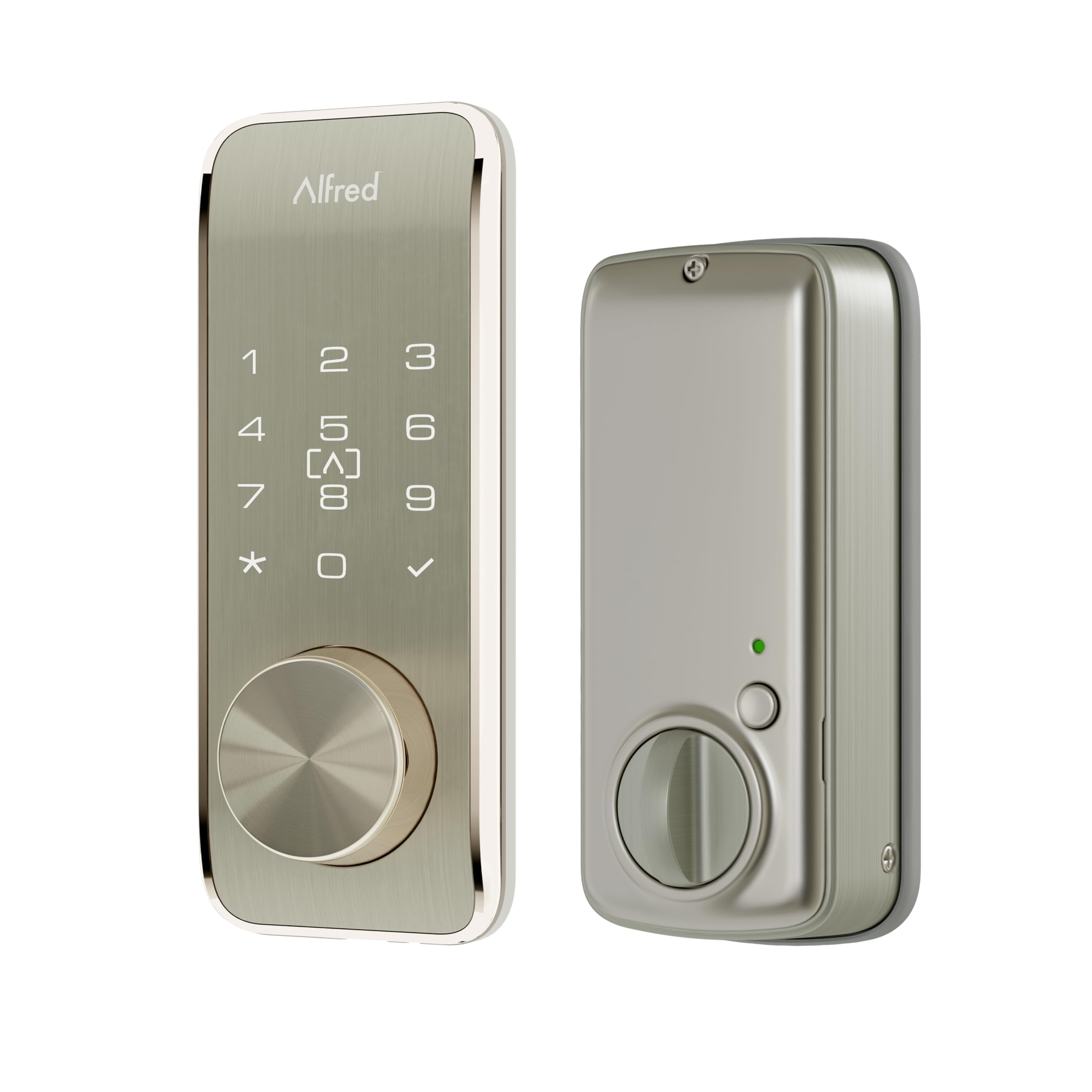 Alfred DB2S Smart RFID Deadbolt Lock with Key - Satin Nickel