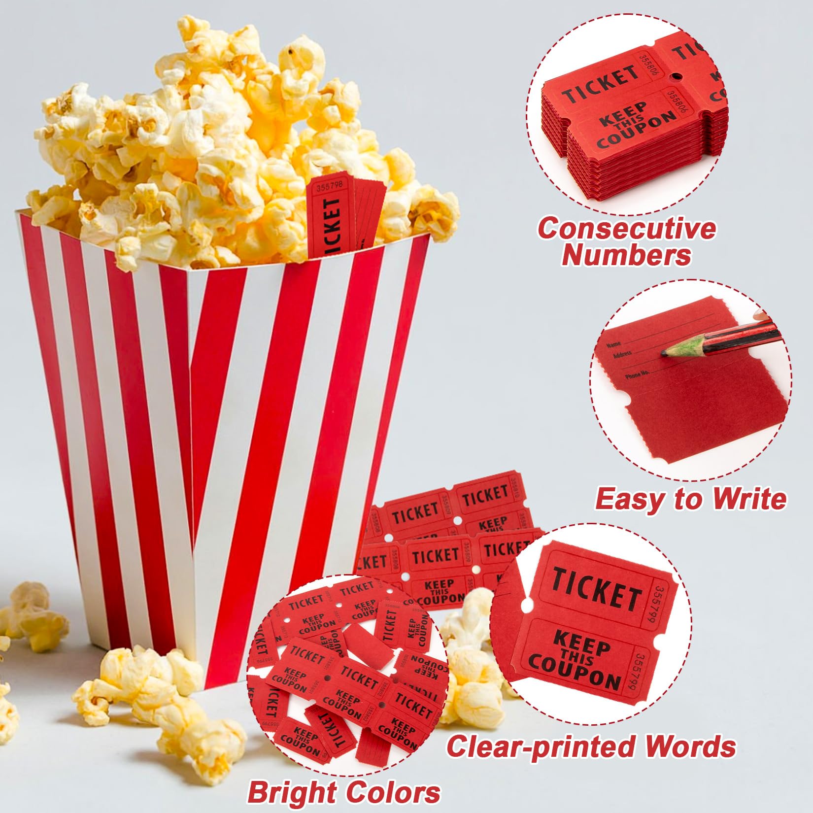 Snapklik.com : 200PCS Double Roll Raffle Tickets - 50/50 Writable ...