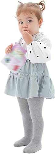 Miniatura 4 de EPEIUS Mallas para bebé y niña, antideslizantes, lisasacanaladas, de algodón, sin costuras, medias para recién nacidos, niños pequeños