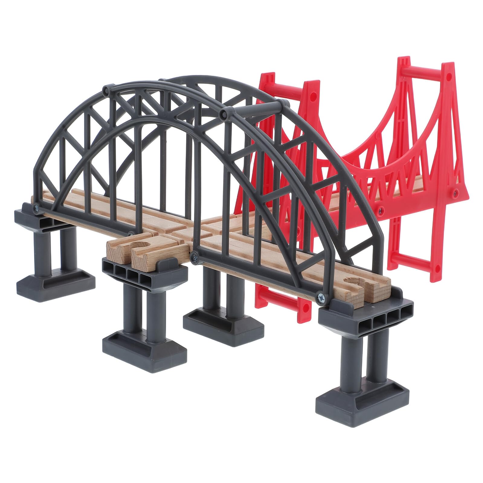 Accesorios para Vías de Tren de Madera para Niños 2 Piezas Puente