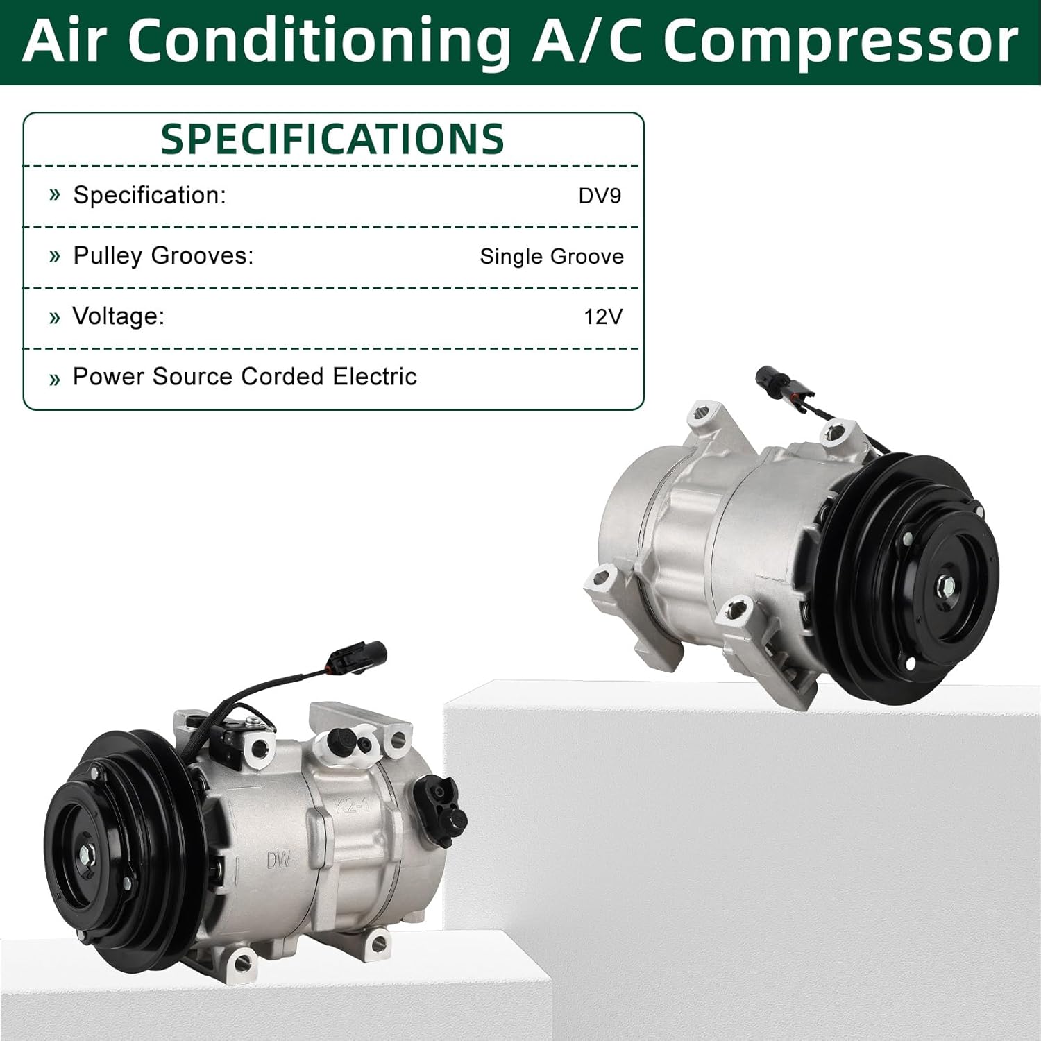 TE16-0023 A/C Compressor Compatible With Kioti Tractor Doowon DV9 1GRV 12V Replace TE160023A T552550814 5M021-033