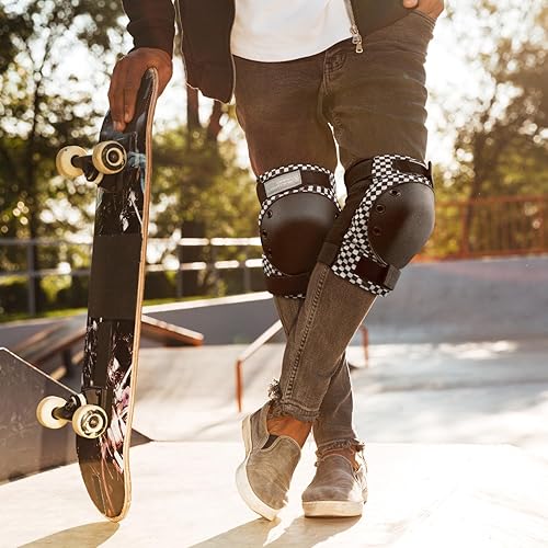 Vista 5 de Dark Lightning Rodilleras para niños y jóvenes, coderas, muñequeras 3 en 1, para patineta, patinaje, en línea, ciclismo, bicicleta MTB, scooter Negro