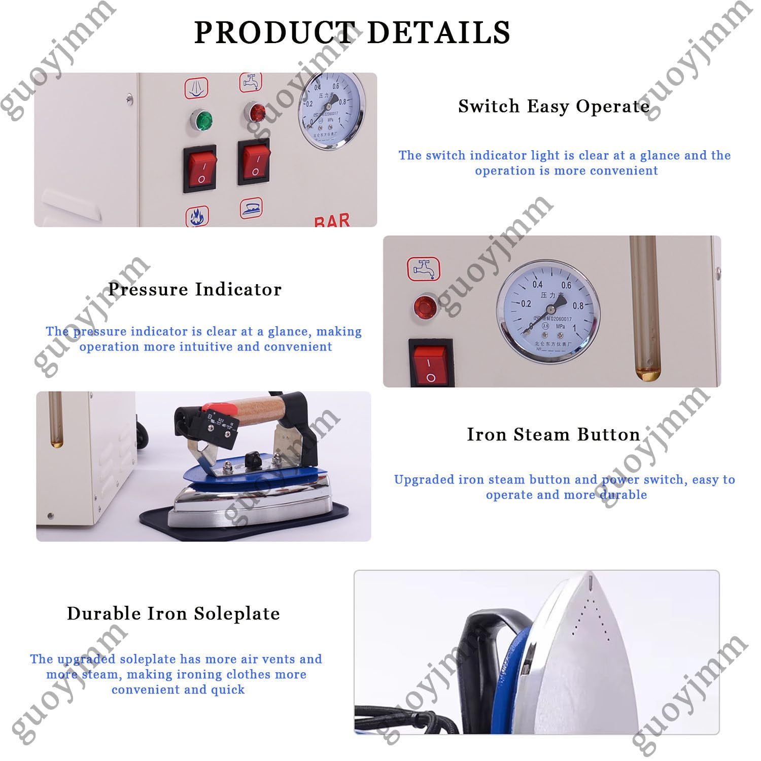 Centrale Vapeur Industrielle, Fer à Vapeur électrique 1600 W, Chaudière 900 W, Défroisseur Vapeur 4 L pour Vêtements, pour Magasins de Vêtements, Pressings, Blanchisseries
