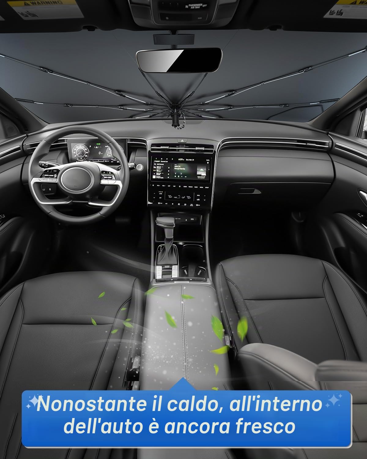 SHAOHAO Compatibile con Hyundai Tucson NX4 2022-2026 Parasole per auto Parasole per parabrezza Facile da riporre Maniglia con cordino Protezione UV Accessori Hyundai Tucson parasole