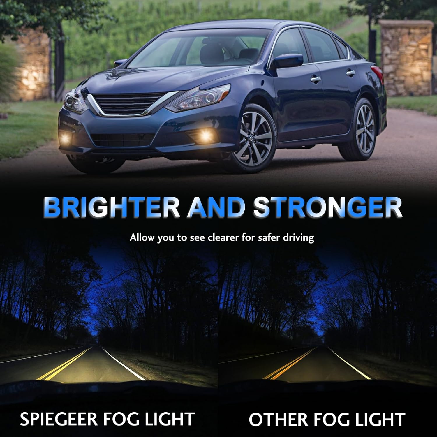 Fog Lights Assembly for 2016 2017 2018 Nissan Altima Fog Lamps Replacement Kit with Switch&Wiring Kit H11 12V 55W Halogen Bulbs