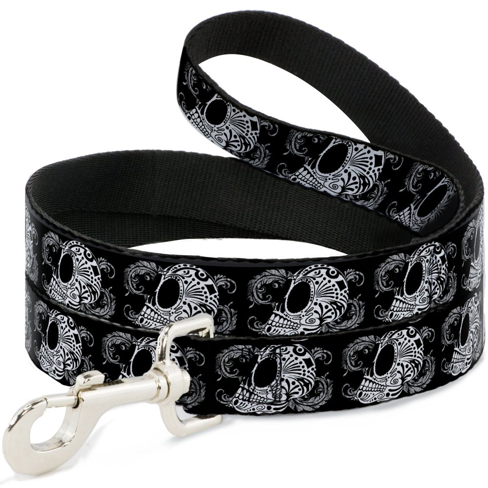 Laisse Buckle Down Tattoo Tête de Mort sangle ultra large 3,8 cm haute résistance
