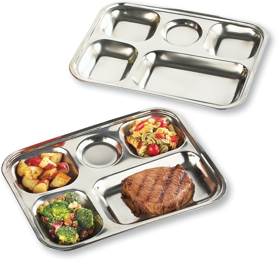 Portioned Stainless Steel Food Tray Great for Children Snacks Crafts and Other Special Needs