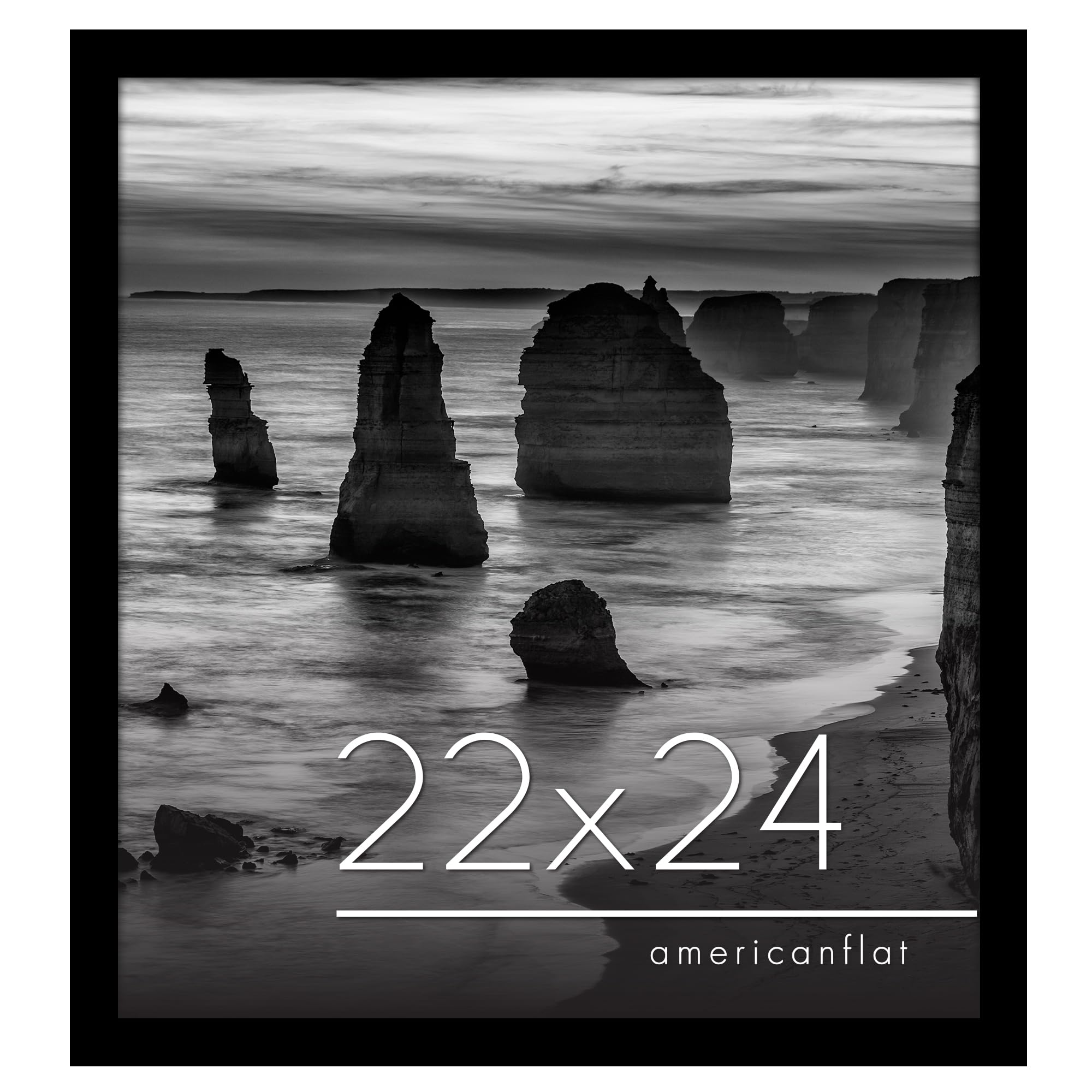 Americanflat 22x24 Picture Frame with Polished Plexiglass - Epic Collection - Square Picture Frames with Engineered Wood - Wide Photo Frame for Wall Display - Black