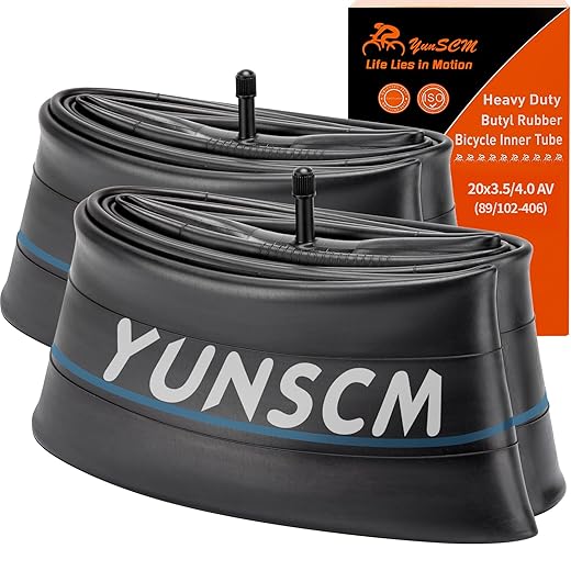 YunSCM 20x4 Heavy Duty Fat Bike Tubes 102-406 20x4.0 E-Bike Fat Tyre Tubes 20" Compatible with 20x3.50-4.0 Mountain/Road/e Bike/Bicycle Tube 20x3.5 20 x 4.0| AV32mm Schrader Valve