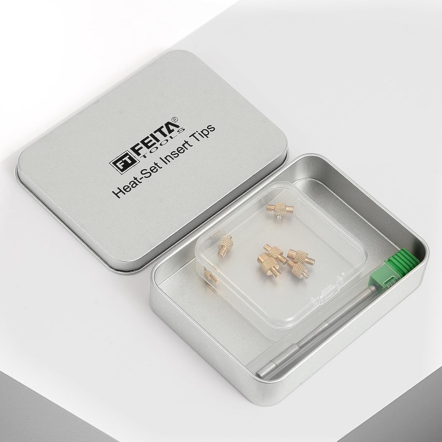 FEITA C245 Soldering Iron Tips Heat Set Insert Tool Kit, Threaded Brass Inserts M2 M2.5 M3 M4 M5 M6 M8 for 3D Printing & Plastic, Compatible with C245 Soldering Pen Stations, with Metal Storage Box
