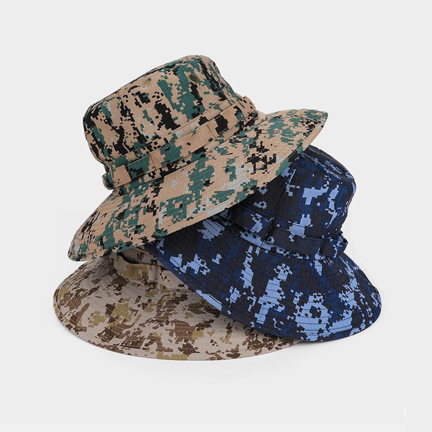 5 Pack Mens Camo Boonie Hats,Sun Fishing Hat,Bucket to Cowboy Caps for Hunting Hiking Tactical Outdoor Activities