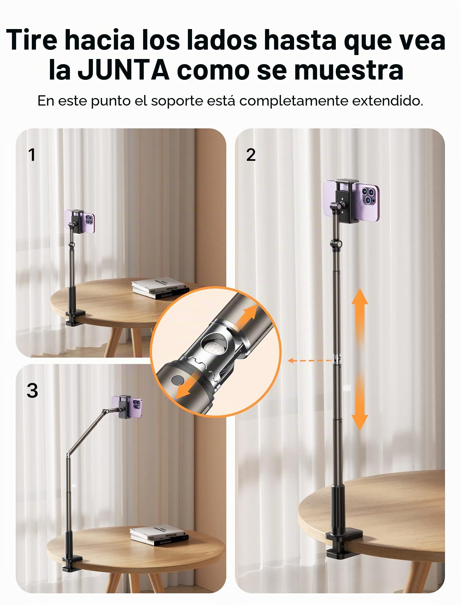 JSAUX Soporte para teléfono para Cama y Escritorio, Clip Universal Ajustable para teléfono para Marco de Cama de Escritorio Compatible con iPhone 14 Pro MAX Plus Mini iPhone 13 12 11 X Samsung -Negro