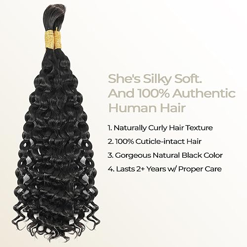 Miniatura 4 de Extensiones de cabello humano micro trenzado a granel para micro trenzas, sin trama, 20 pulgadas (3.53 onzas (paquete de 2 paquetes), extensiones de