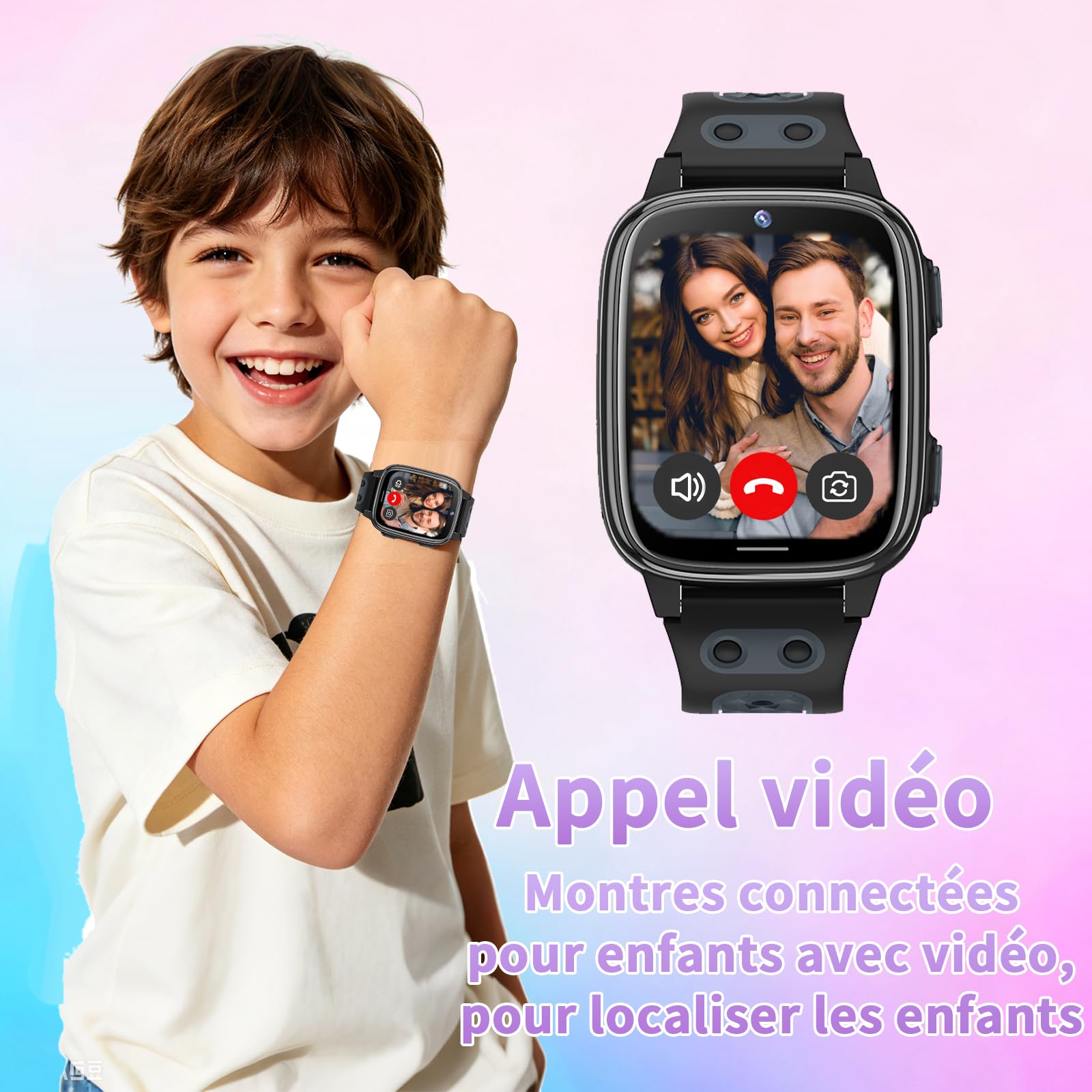 Montre Connectée 4G Smartwatch GPS SOS Enfants Appel Vidéo Garçons Filles | Smartwatch Enfants, Contrôle Parental, Étanche, SMS, Mode Cours, Rejet Appels Inconnus, Rejet Appels Inconnus, jeu