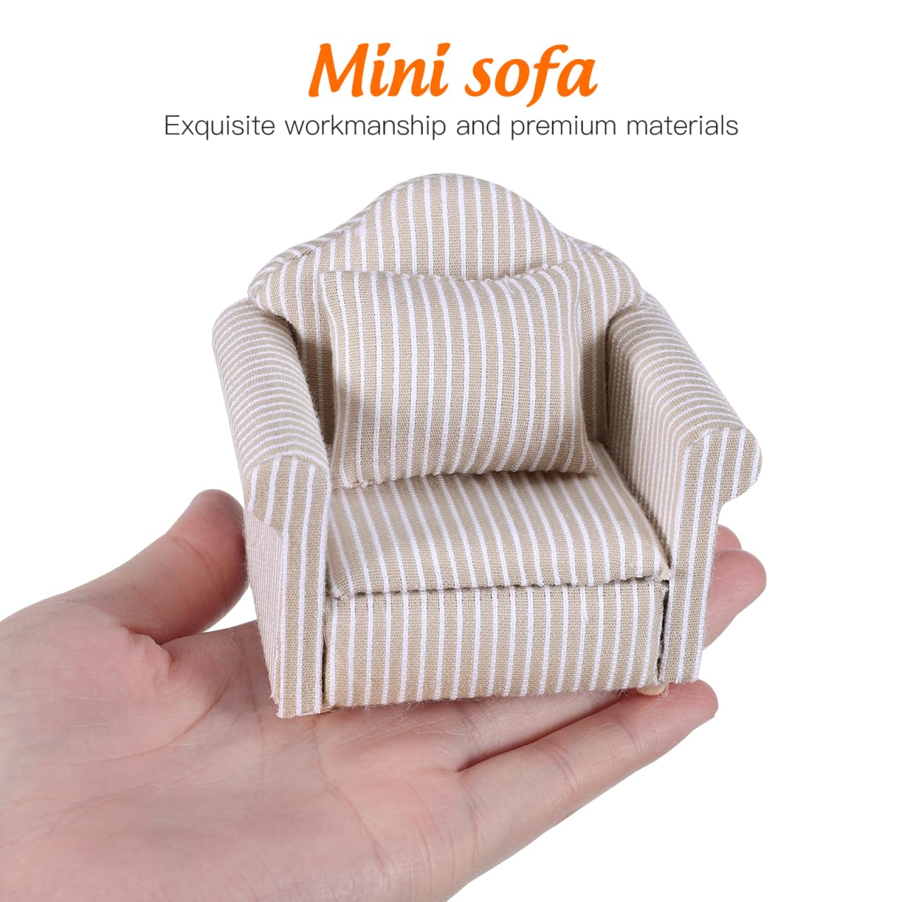 Toddmomy 1:12 Miniatur Sofa Set für Puppenhaus Möbel, Elegante Couch mit Kissen, Holz Mini Möbel Puppenstube Zubehör, Dekoration für Wichteltür & Wichtel Wohnzimmer