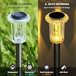 Éclairage solaire extérieur 10 Pack Solar Pathway Lights Extérieur LED Éclairage étanche en acier inoxydable pour les sorties, le triage, la promenade, le trottoir, le jardin, la pelouse (blanc chaud)
