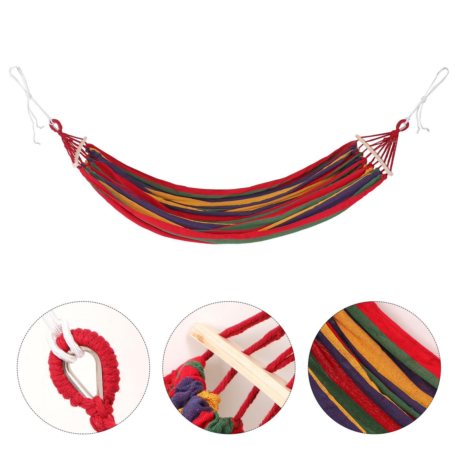 Toyvian Hamac Anti-roulis Double en Toile Rayée, Extérieur et Camping, Grosse Taille, Rouge, Résistant et Portable, Randonnée, Jardin, Plage et Terrasse