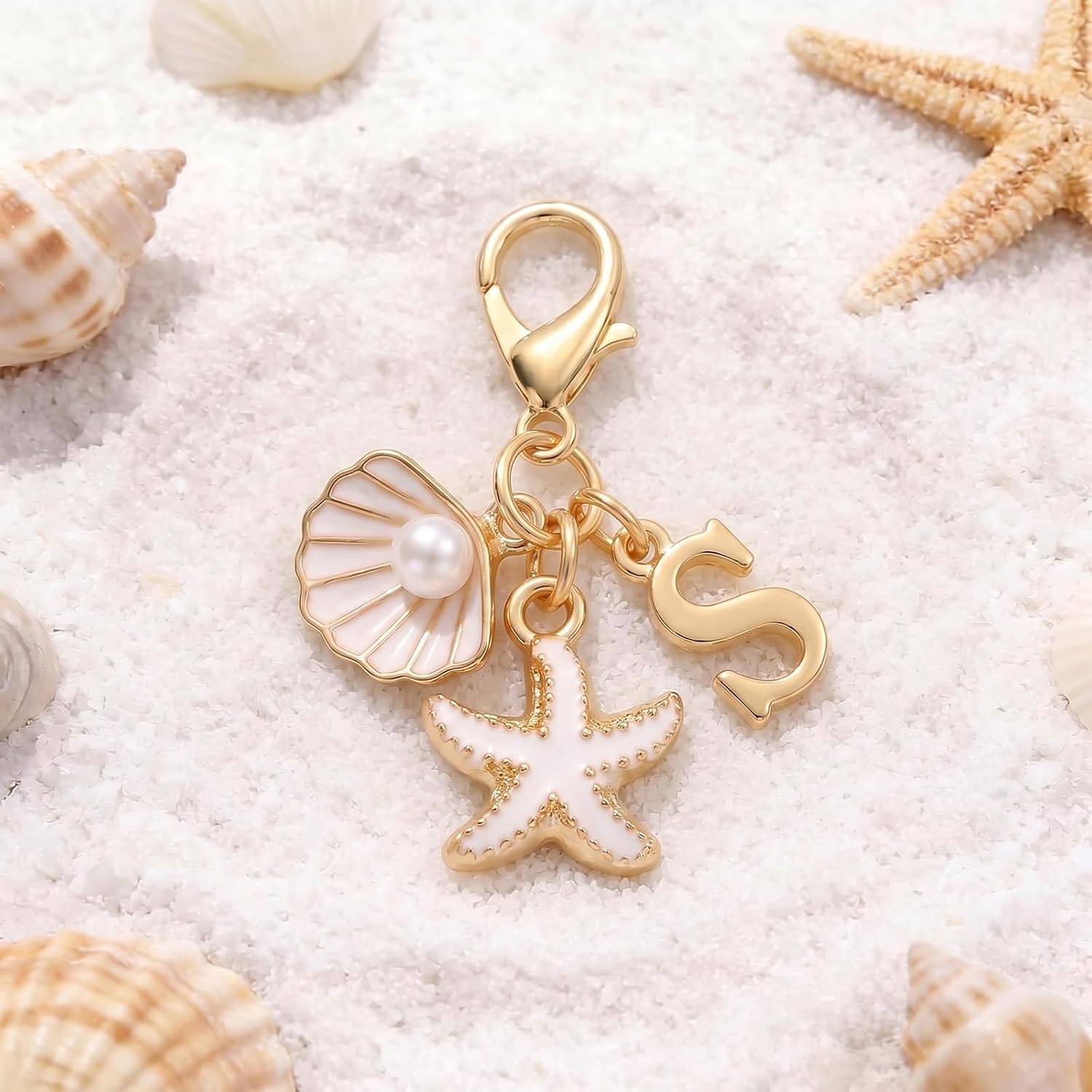 Bubble Letter Initial Keychain for Women Summer Beach Keychain Gold Bag Charms for Handbags Purse Accessories Gift image 5