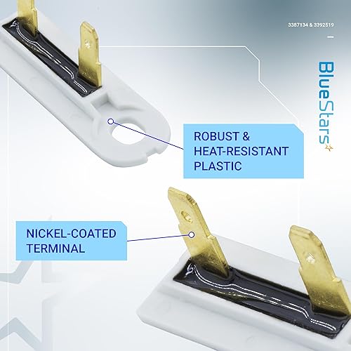 Miniatura 6 de BlueStars BlueStars 3387134 y 3392519 - Termostato de ciclismo y fusible térmico para secadora Whirlpool y Kenmore - Reemplaza PS11741405 3387139