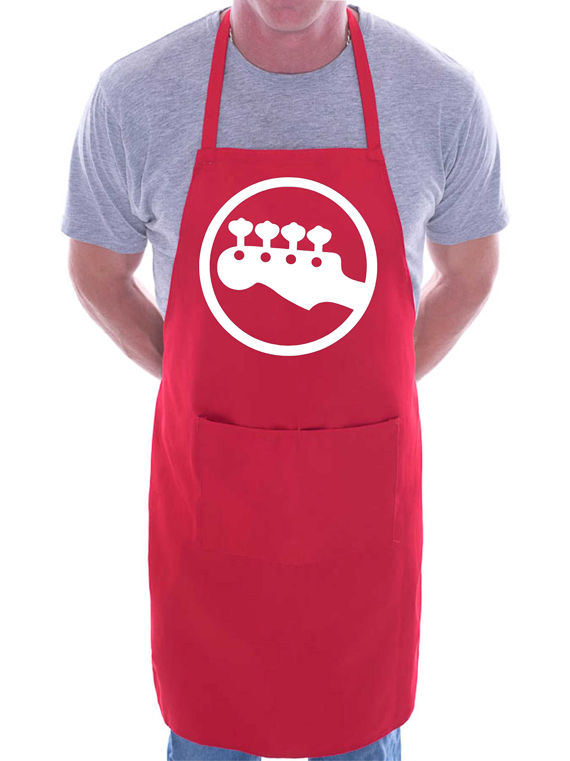 Print4u Men's Red Bass Guitar Rock Music Novelty Cooking Apron