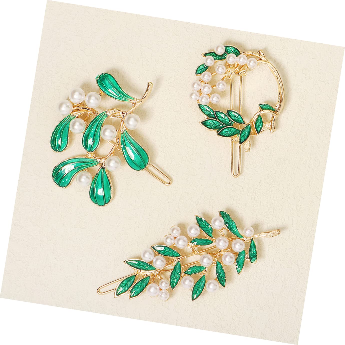 minkissy 15pezzi Fermagli Per Eleganti Con Design Foglia e Perla Di Clip Lega Per Accessori Moda Da Donna e Ragazze Per Occasioni Speciali e Uso Quotidiano