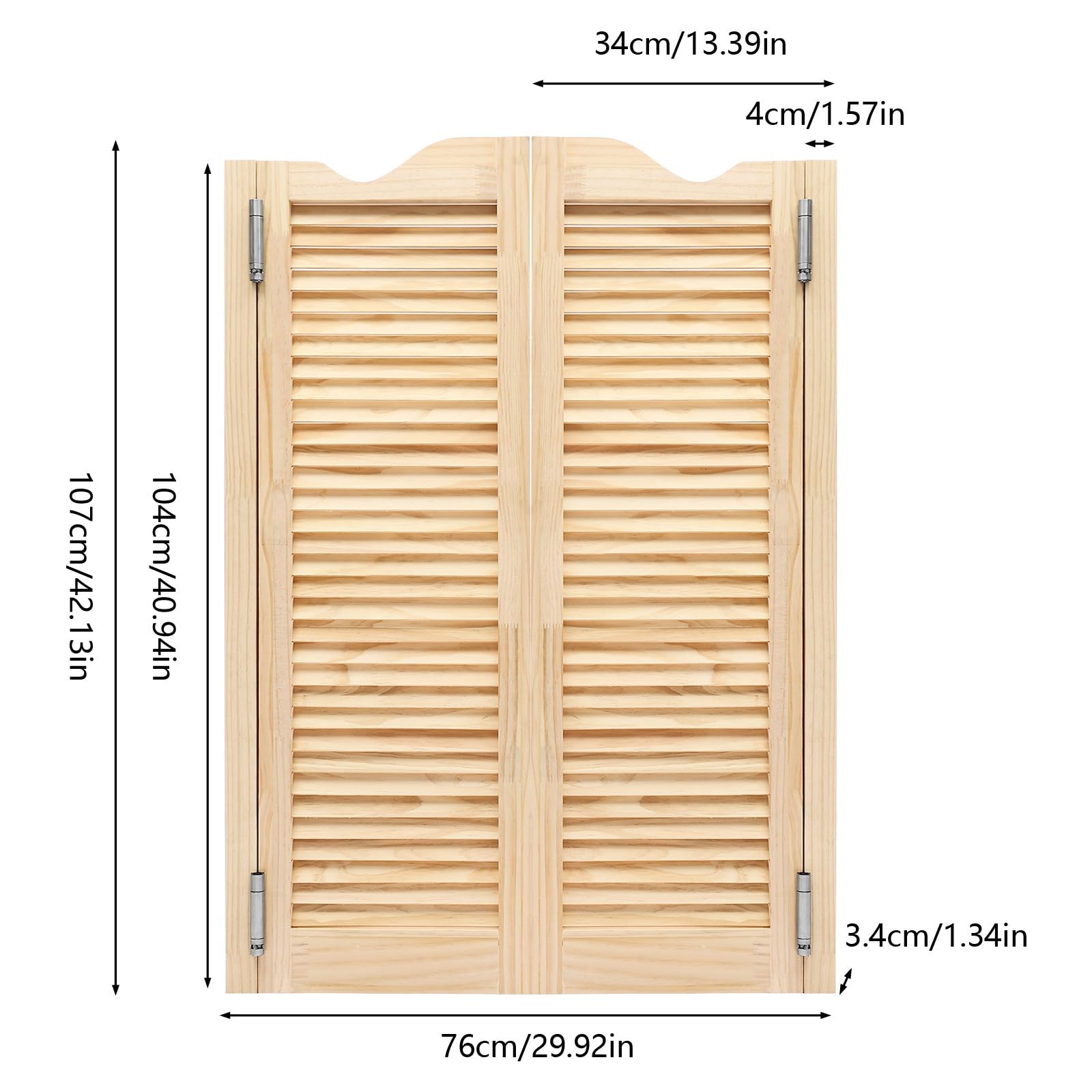 Puerta abatible de madera de pino – Doble puerta interior – Estilo casa de campo – Montaje en pared (madera, 107 x 76 cm)