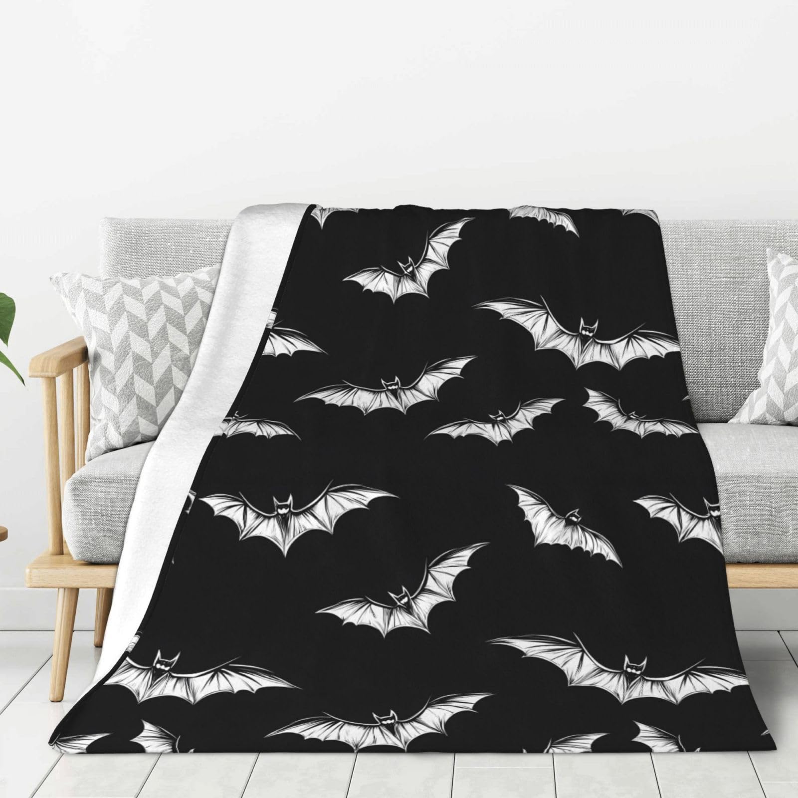 Couverture en flanelle chauve-souris 152x127 cm pour lit et canapé