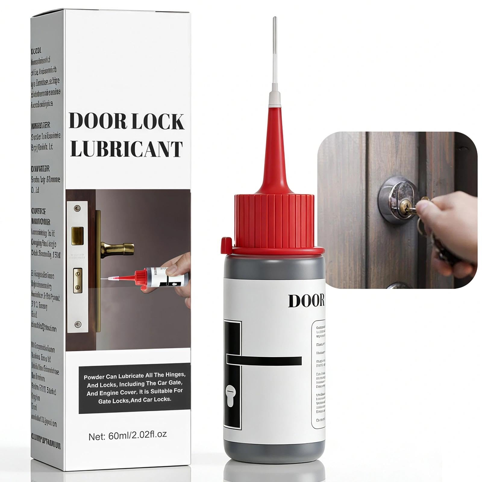 Graphite Lock Cylinder Lubricant Spray 60ml, Dry Graphite Powder for Locks, Anti-Rust Lock Lubricant Oil for Smooth Operation, Suitable for Locks and Treadmills