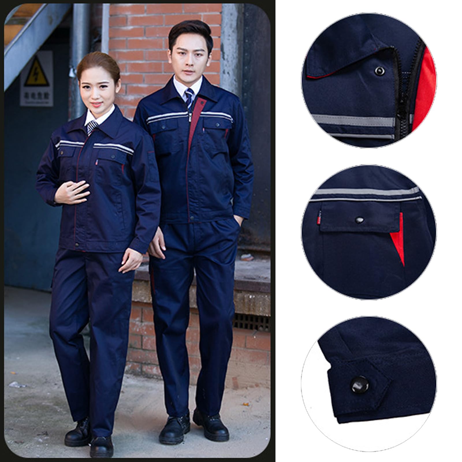 Mens Manica Lunga Tuta Lavoro Tute Per Le Donne Officina Meccanico Uniformi Abbigliamento Da Lavoro Con Striscia Riflettente