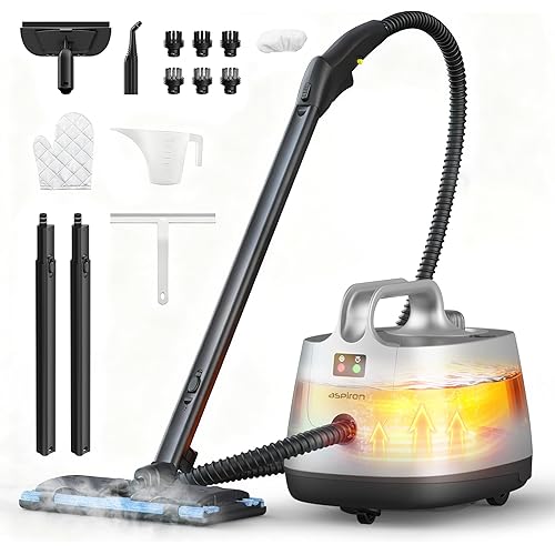 Steam Cleaner, 293°F 58 PSI Powerful Multipurpose Handheld Steam Mop for Home Use, 21 Attachments, 50Oz Capacity, Heavy Duty Steamer for Carpets, Floors, Cars, Tiles, Crack Cleaning, White