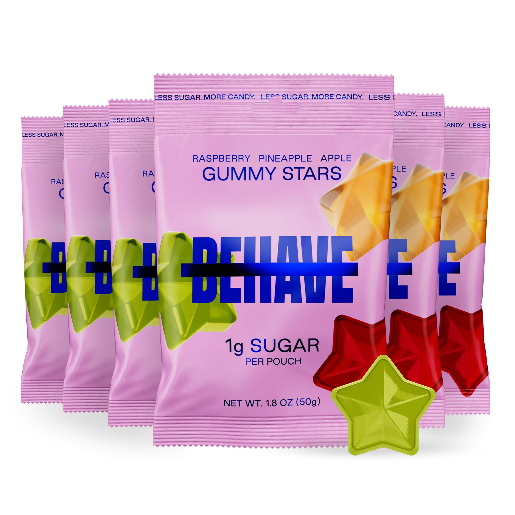 Low Sugar Gummy Candy (Sweet Stars 6-Pack) | Keto, Diabetic Friendly, High Fiber, Gluten-Free & Non-GMO
