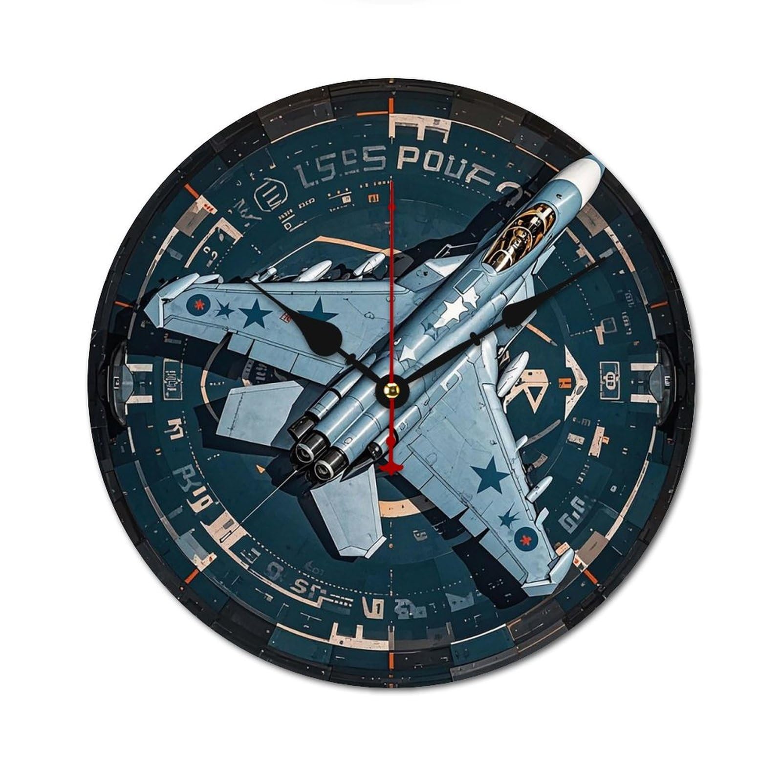 Horloge murale moderne jet de combat en bois 30 cm pour salon et bureau chic
