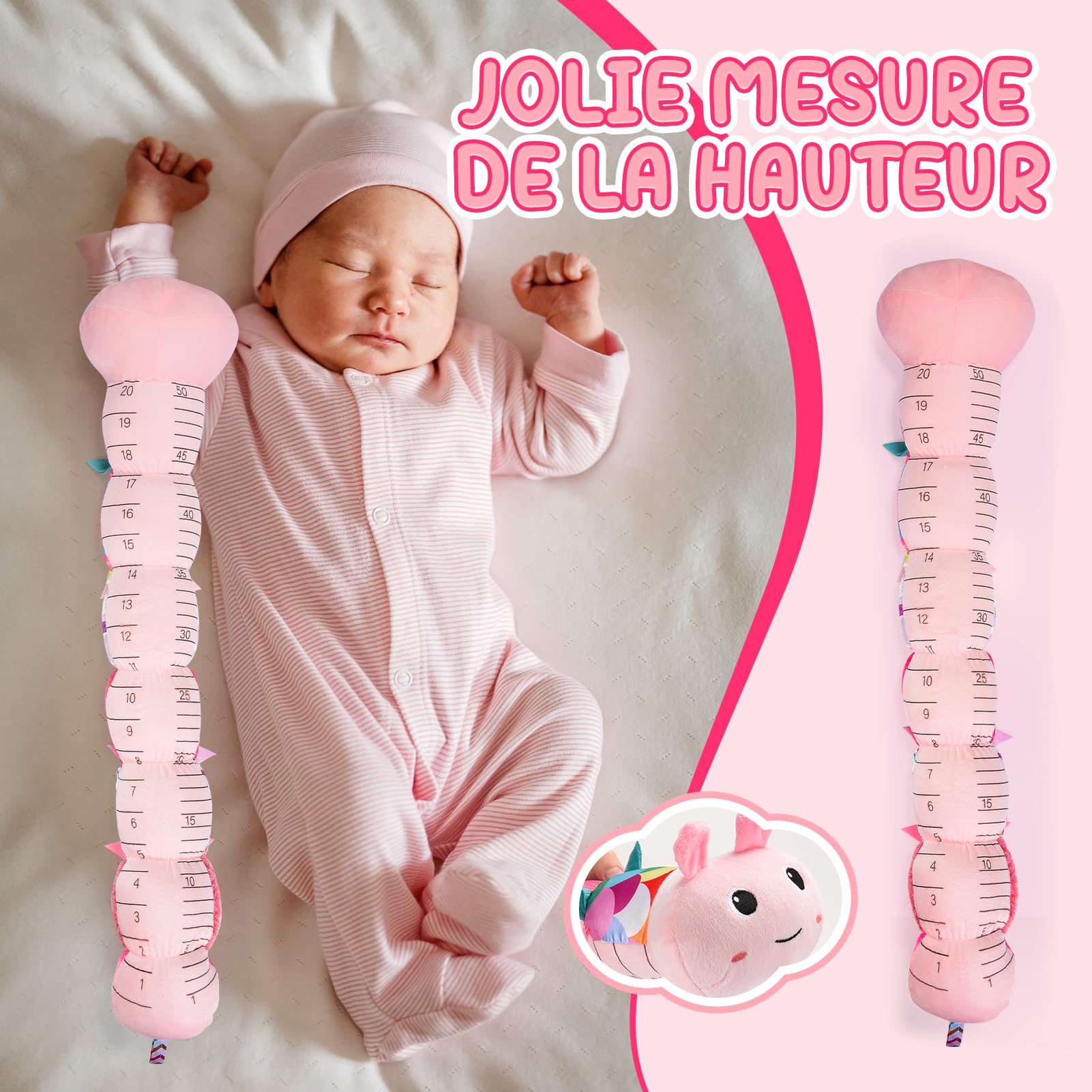 Toyzey Jouet Bébé 0-6 Mois Jouet Peluche Chenille Musicale Cadeau de Naissance 0-6 Mois Bébé Fille Jouet Sensoriels Montessori Éveil 0-12 Mois Jeux Bebe 0-6 Mois Cadeau Bebe 0-12 Mois Fille