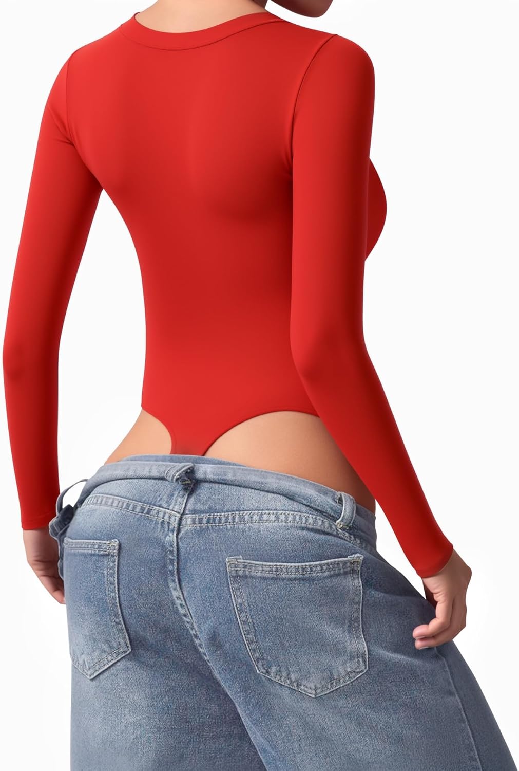 Womens Long Sleeve Body Suits V Neck Thong Bodysuit Shirts Sexy Fall Going Out Tops Y2K 2025 - Image 3