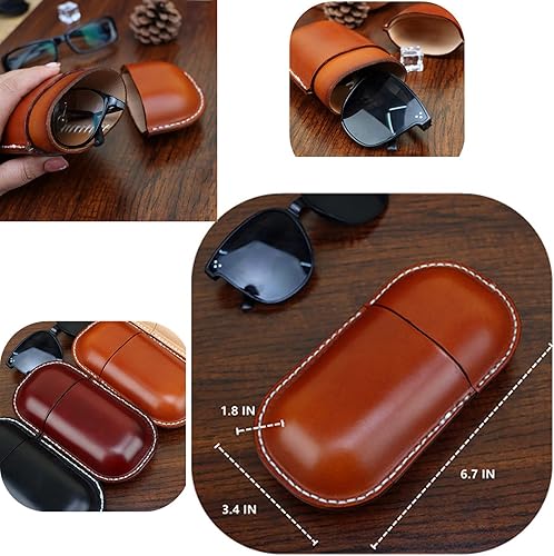 Miniatura 3 de Funda de cuero para gafas de sol vintage para hombres y mujeres miope, gafas de sol, viaje, caja de almacenamiento antiaplastamiento