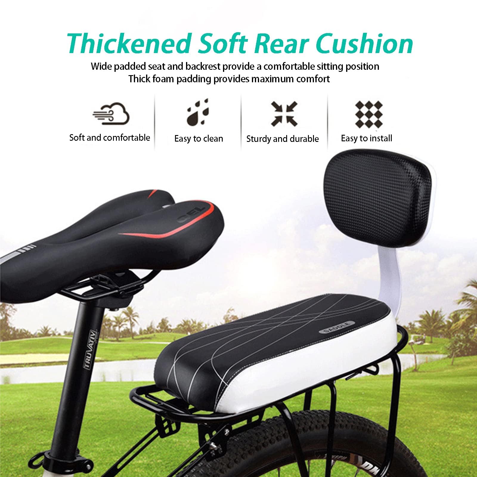 AUVSTAR Seggiolino Bici Posteriore per Bambini, Cuscino Sedile Bicicletta Montagna Accessori
