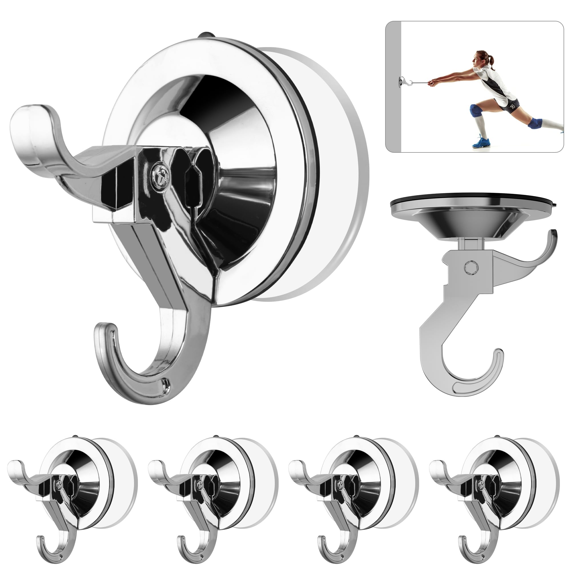 Over Door Hooks 5-Pack Heavy Duty Suction Cup Hooks (11lb Capacity