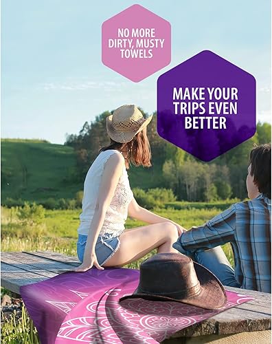 Vista 117 de VENTURE 4TH Toalla de playa de microfibra: secado rápido, compacta, sin arena, absorbente, a prueba de arena y ligera, perfecta para camping, playa