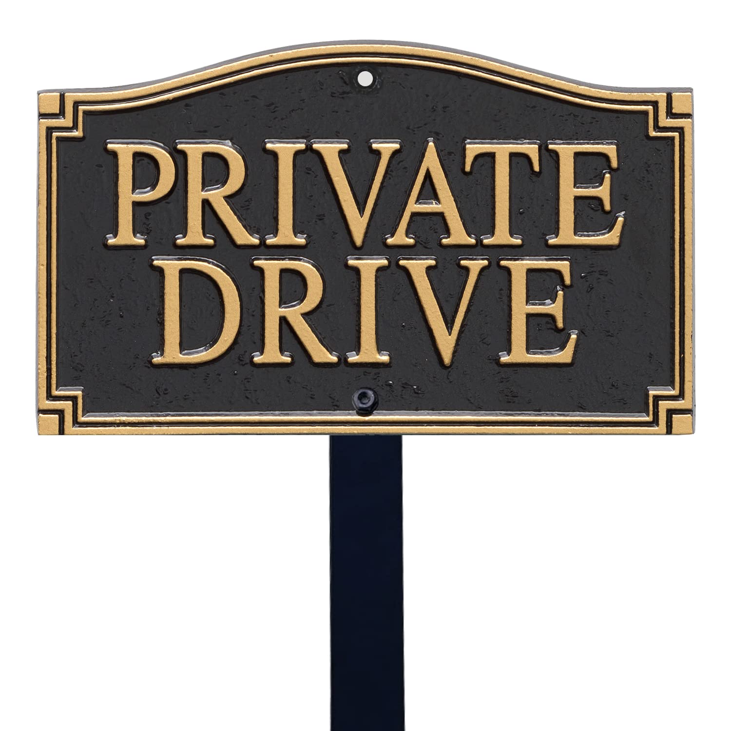 SmartSign “Private Drive” GardenBoss Statement Plaque | 5.75" x 9.5" Aluminum Plaque with 18" Black Lawn Stake, Made in USA
