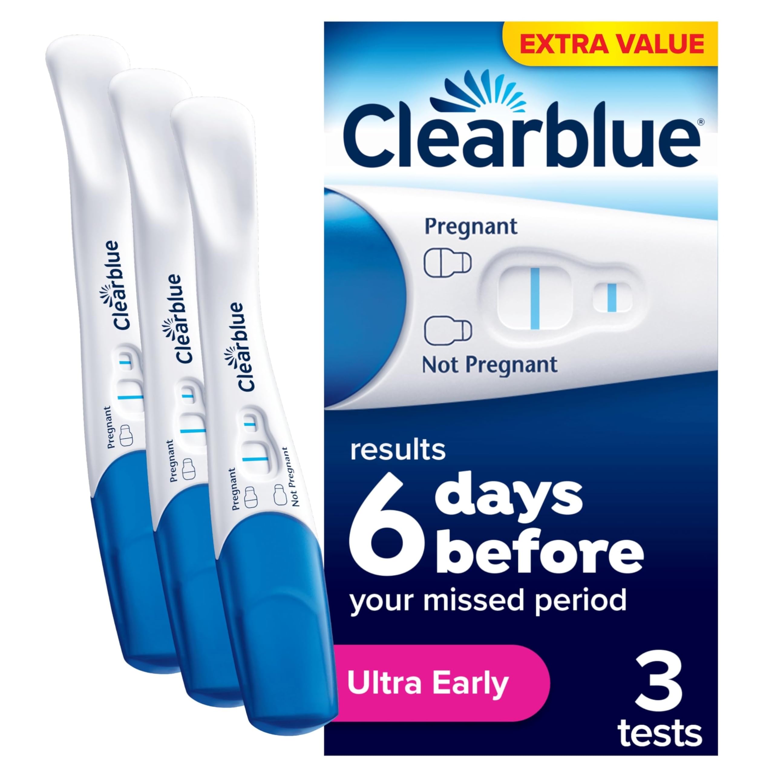 3 Pack Clearblue Pregnancy Tests Early Detection Results 6 Days Early
