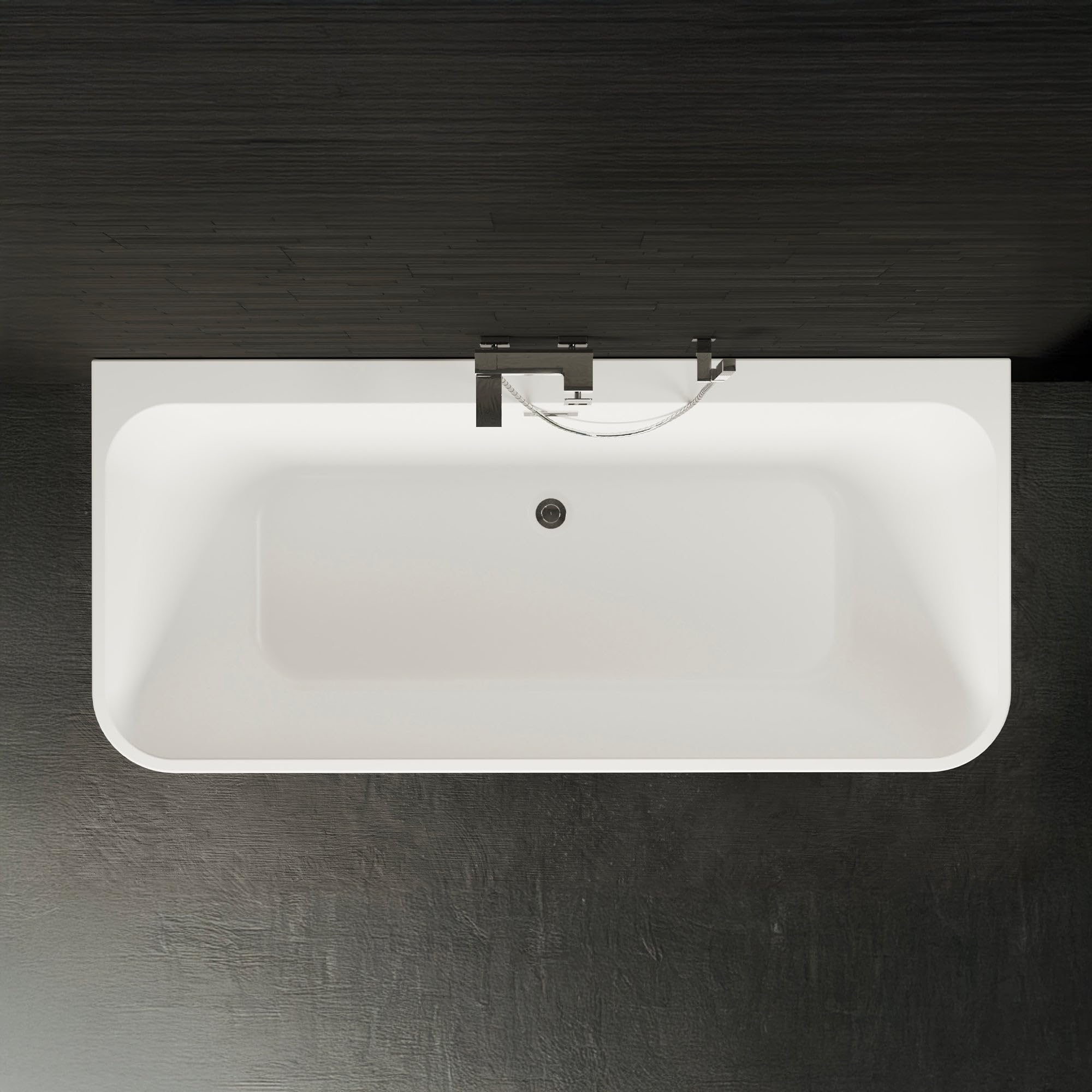 SPALINA Mint 160 Grise - Bañera Semi-exenta Mural L. 160 x l. 75 cm