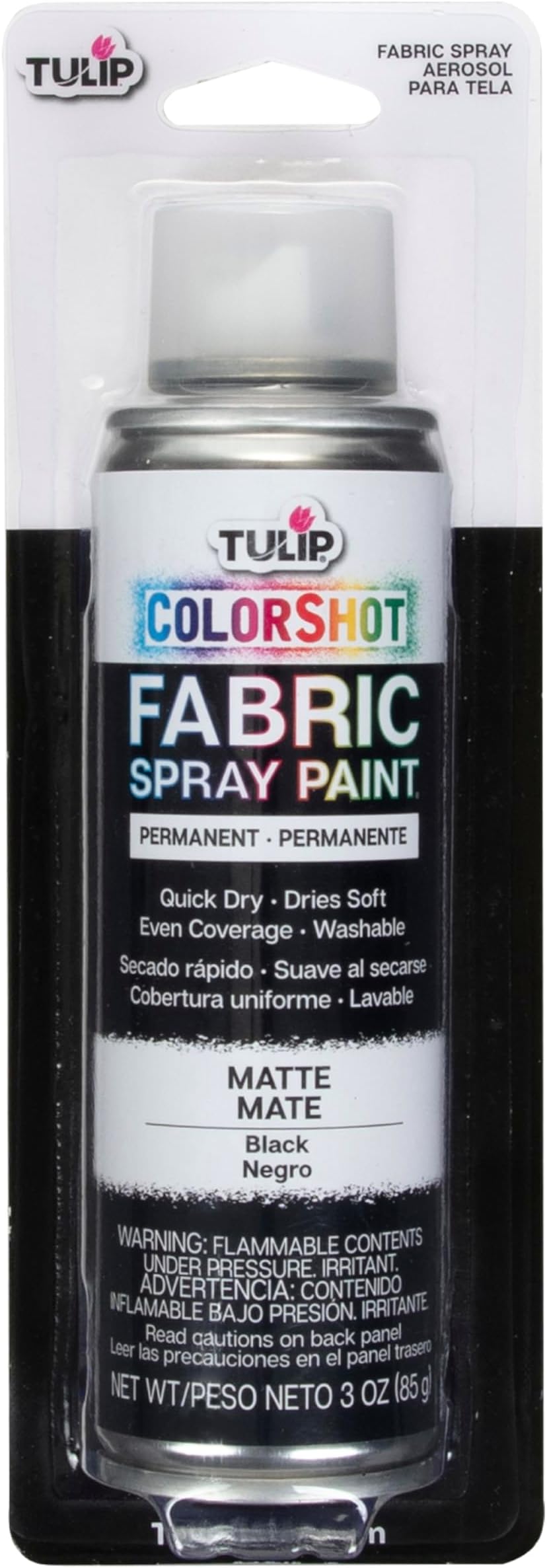 TULIP Color Shot Fabric Spray Aerosol, Black, 3oz (Pack of 1), 33605
