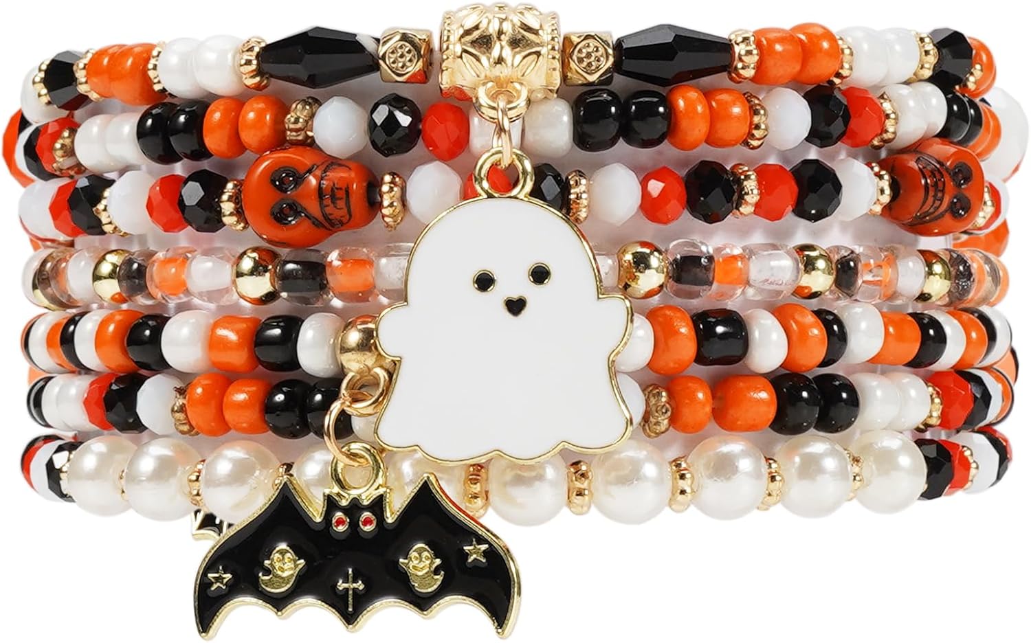 Lonext Halloween Bracelets Stackable Heishi Beaded Stretch Bracelets