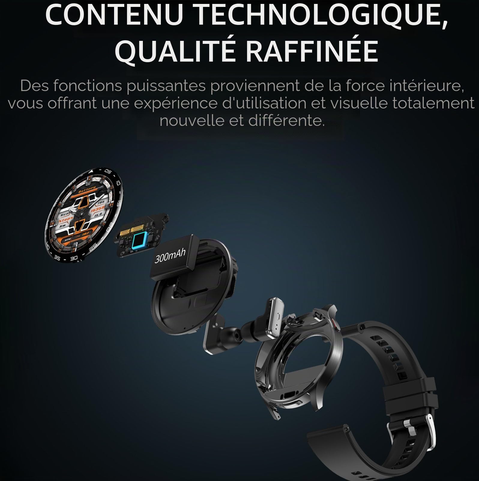 findtime Montre Connectée Homme 1.39''avec Ecouteurs sans Fil Bluetooth TWS intégré Bluetooth sans Fil Casque Intégré Montre Sport Homme Smartwatch Bracelet en Silicon