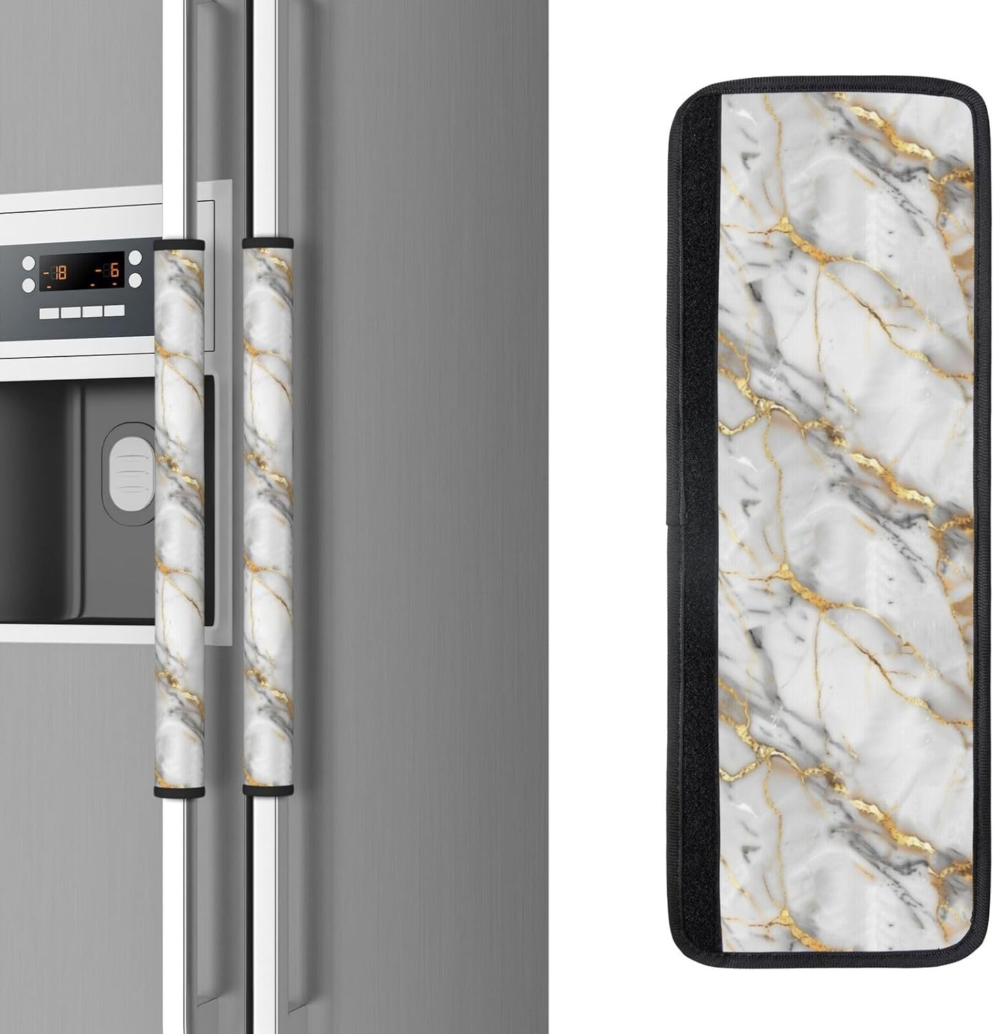 Marble White Gray Gold Lines Refrigerator Door Handle Covers Kitchen Appliances Gloves for Microwave Dishwasher Fridge Door Cloth Protector Covers