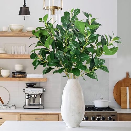 Miniatura 6 de AILANDA 6 tallos y ramas artificiales de 32.3 pulgadas para jarrón, hojas de eucalipto sintético, flores de seda para jarrón, jarrón de suelo