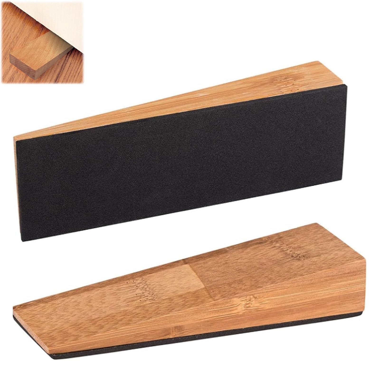 Wjelet 2 Pcs Door Wedge, Wooden Door Wedge,Door Stopper Nail Free Installation Non Slip Dark Color for All Types of Home Bedroom Kitchen Office Doors Furniture